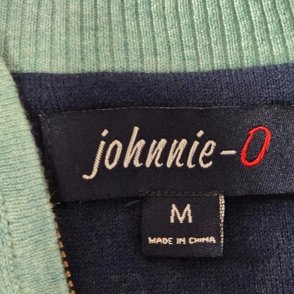 Johnnie O Quarter Zip Sweater Cotton Silk Blend Athleisure Size M Green Golf - Picture 4 of 14